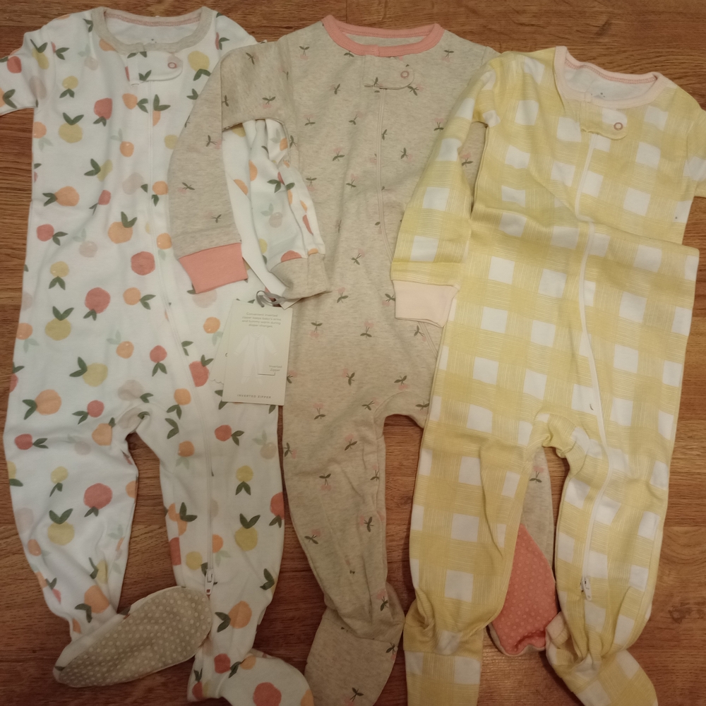 Cloud Island Yellow and White Plaid Kids Footie